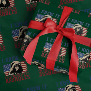Funny I Knew It Im Surrounded by Axxholes Sci-fi Meme Wrapping Paper Roll Patriotic Space Parody USA Flag Sarcastic 1980s Movie Quote TS02 Green Print Your Wear