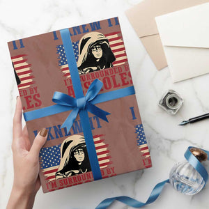 Funny I Knew It Im Surrounded by Axxholes Sci-fi Meme Wrapping Paper Roll Patriotic Space Parody USA Flag Sarcastic 1980s Movie Quote TS02 Mocha Print Your Wear