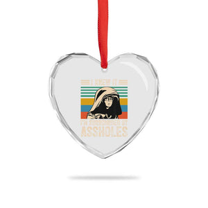 Funny I Knew It Im Surrounded by Axxholes Sci-fi Parody Heart Crystal Glass Ornament Retro Sunset Space Vintage 1980s Movie Quote Inspo Meme TS02 Print Your Wear