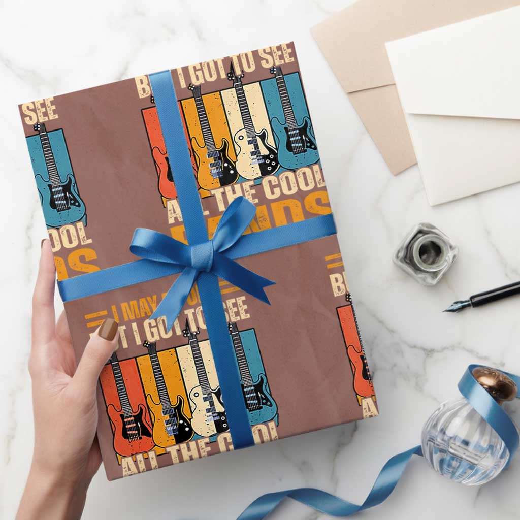 Funny I May Be Old But I Got To See All The Cool Bands Wrapping Paper Roll Guitar TS11 Mocha Print Your Wear