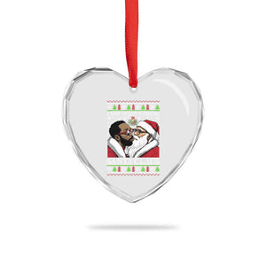 Funny I Saw Diddy Kissing Santa Claus Xmas Mistletoe Heart Crystal Glass Ornament TS11 Print Your Wear