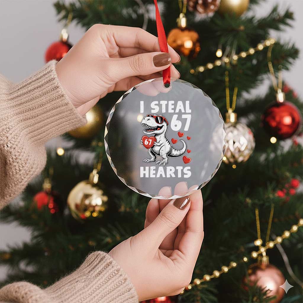 Funny I Steal 67 Hearts Valentines Day Six Seven Meme Crystal Glass Ornament TS11 Print Your Wear