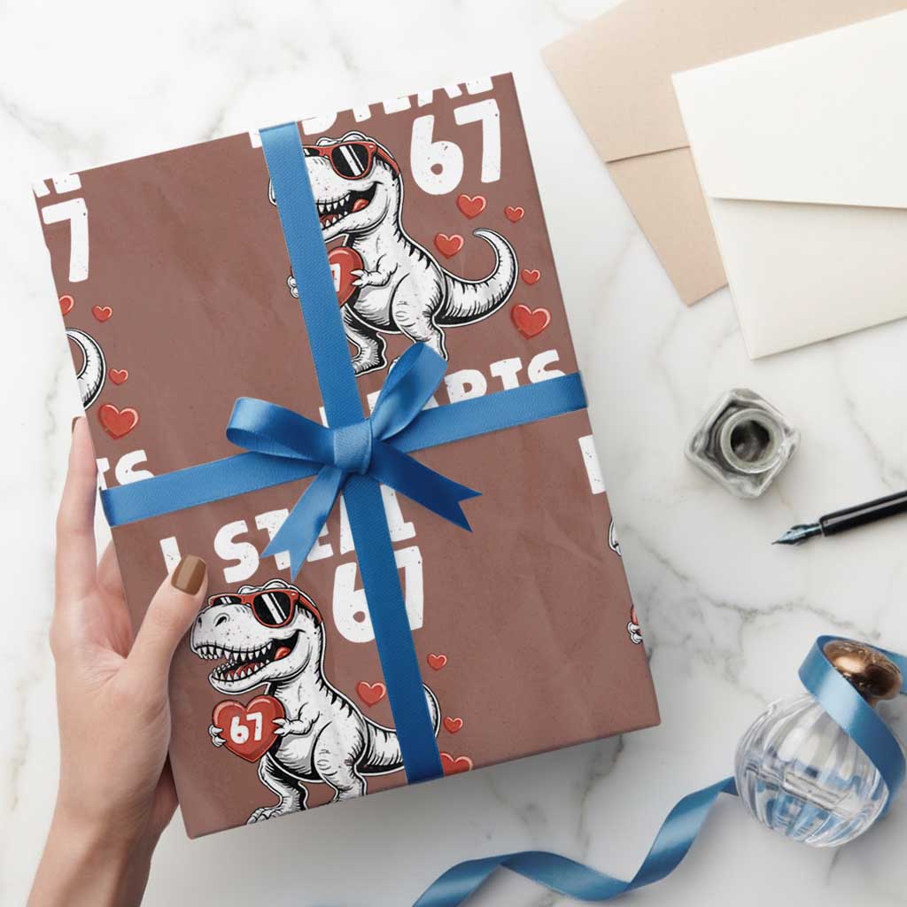 Funny I Steal 67 Hearts Valentines Day Six Seven Meme Wrapping Paper Roll TS11 Mocha Print Your Wear