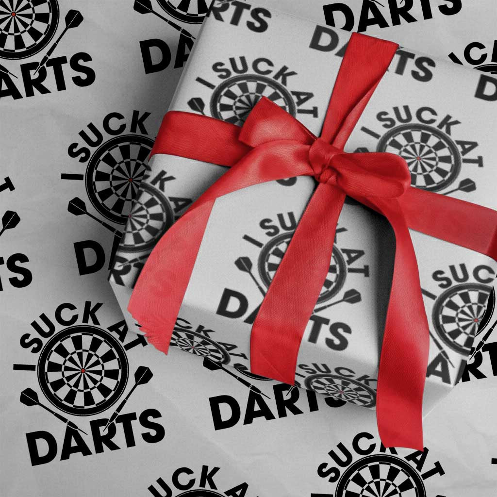 Funny I Suck At Darts Wrapping Paper Roll Darts Lover Gift For Bad Players TS12 White Print Your Wear