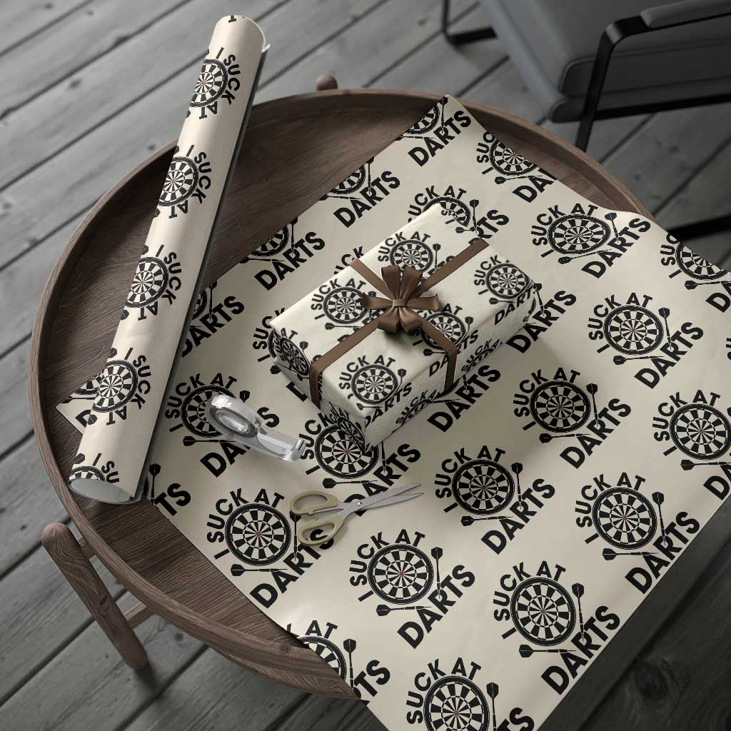 Funny I Suck At Darts Wrapping Paper Roll Darts Lover Gift For Bad Players TS12 Beige Print Your Wear