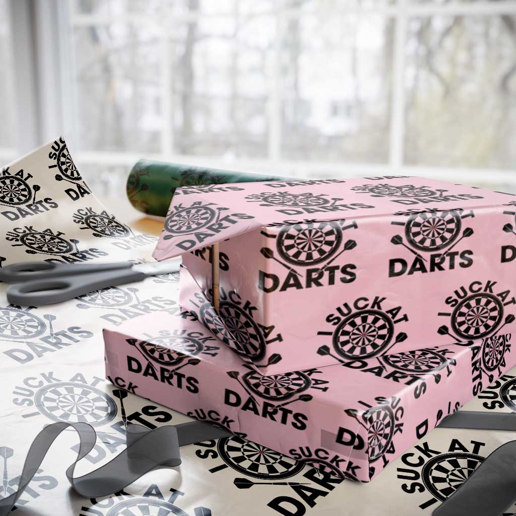 Funny I Suck At Darts Wrapping Paper Roll Darts Lover Gift For Bad Players TS12 Light Pink Print Your Wear