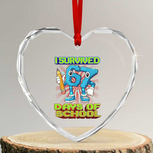 Funny I Survived 67 Days Of School Heart Crystal Glass Ornament Six Seven Meme Pixel Game Gen Alpha TS11 Transparent Glass 3'' Heart Print Your Wear