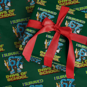 Funny I Survived 67 Days Of School Wrapping Paper Roll Six Seven Meme Pixel Game Gen Alpha TS11 Green Print Your Wear