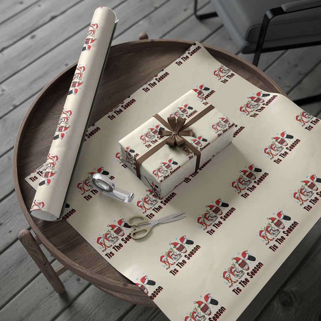 Funny Ice Hockey Christmas Gift Wrapping Paper Roll Tis The Season TS12 Beige Print Your Wear