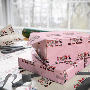 Funny Ice Hockey Christmas Gift Wrapping Paper Roll Tis The Season TS12 Light Pink Print Your Wear