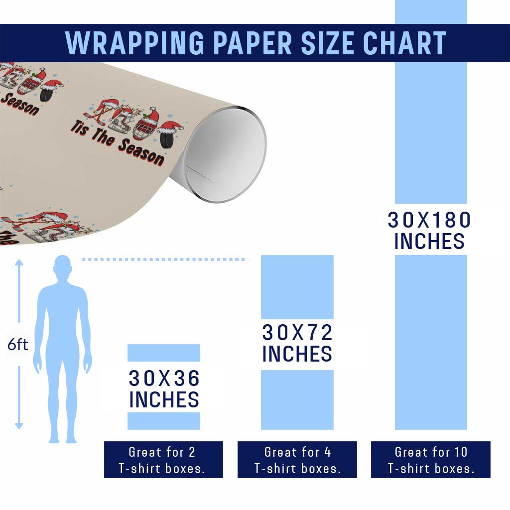 Funny Ice Hockey Christmas Gift Wrapping Paper Roll Tis The Season TS12 Print Your Wear
