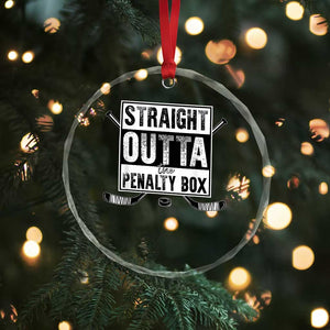 Funny Ice Hockey Crystal Glass Ornament Straight Outta The Penalty Box Vintage Ice Hockey Sticks TS11 Print Your Wear