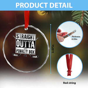 Funny Ice Hockey Crystal Glass Ornament Straight Outta The Penalty Box Vintage Ice Hockey Sticks TS11 Print Your Wear