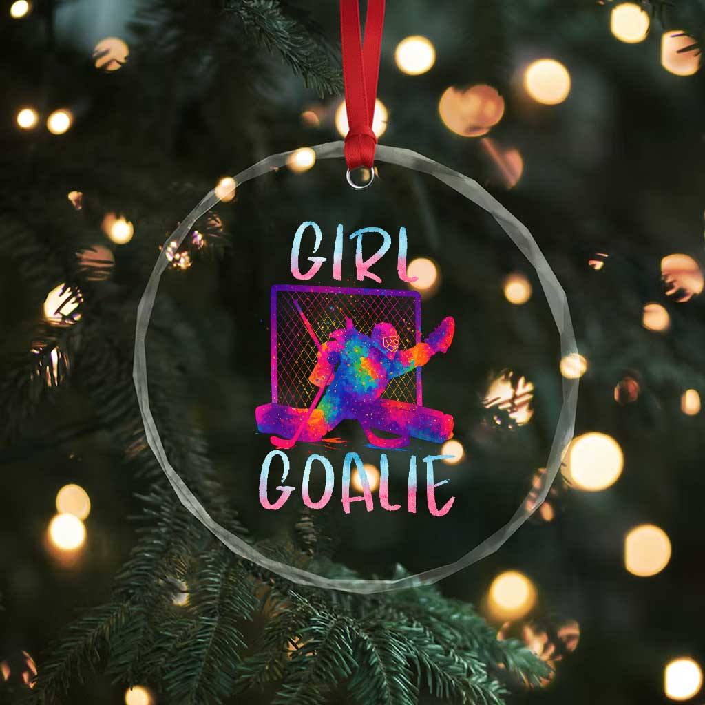 Funny Ice Hockey Girl Goalie Splatter Art Crystal Glass Ornament Gift For Women TS12 Print Your Wear
