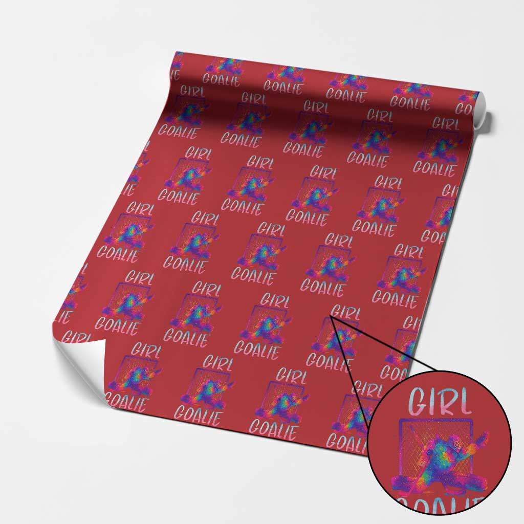 Funny Ice Hockey Girl Goalie Splatter Art Wrapping Paper Roll Gift For Women TS12 Red Print Your Wear