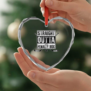 Funny Ice Hockey Heart Crystal Glass Ornament Straight Outta The Penalty Box Vintage Ice Hockey Sticks TS11 Print Your Wear
