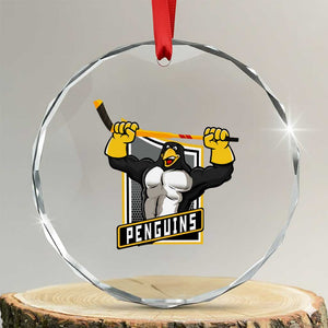 Funny Ice Hockey Player Gift Crystal Glass Ornament Penguin Power TS12 Transparent Glass 3'' Circle Print Your Wear
