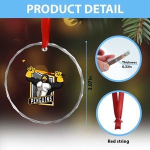 Funny Ice Hockey Player Gift Crystal Glass Ornament Penguin Power TS12 Print Your Wear