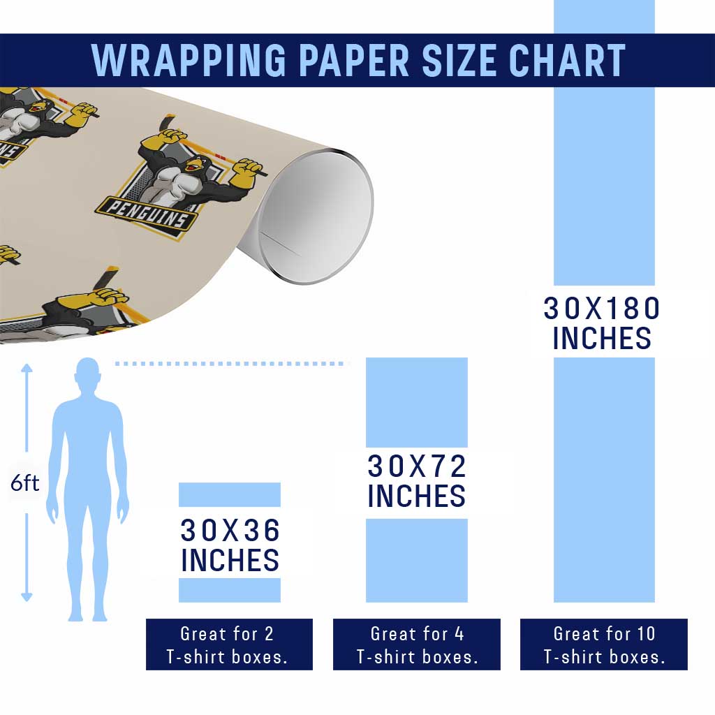 Funny Ice Hockey Player Gift Wrapping Paper Roll Penguin Power TS12 Print Your Wear