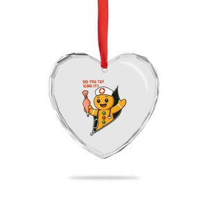 Funny ICU Nurse Christmas Heart Crystal Glass Ornament Gingerbread Did You Try Icing It TS14 Print Your Wear