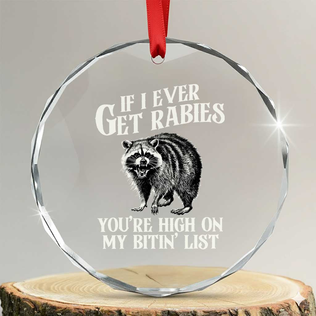 Funny If I Ever Get Rabies You're High On My Bitin' List Racoon Crystal Glass Ornament TS11 Transparent Glass 3'' Circle Print Your Wear