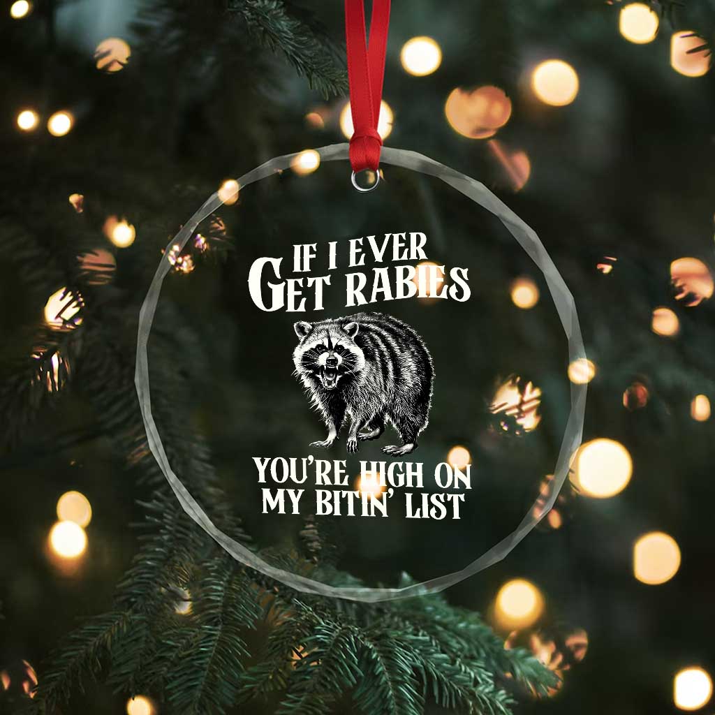 Funny If I Ever Get Rabies You're High On My Bitin' List Racoon Crystal Glass Ornament TS11 Print Your Wear