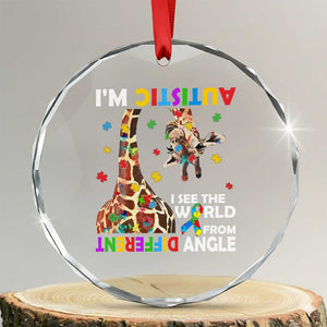 Funny I'm Autistic I See The World Form Different Angle Crystal Glass Ornament Puzzle Giraffe TS11 Transparent Glass 3'' Circle Print Your Wear