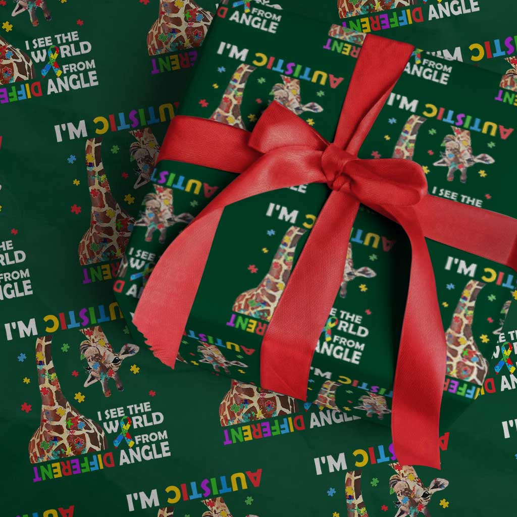Funny I'm Autistic I See The World Form Different Angle Wrapping Paper Roll Puzzle Giraffe TS11 Green Print Your Wear