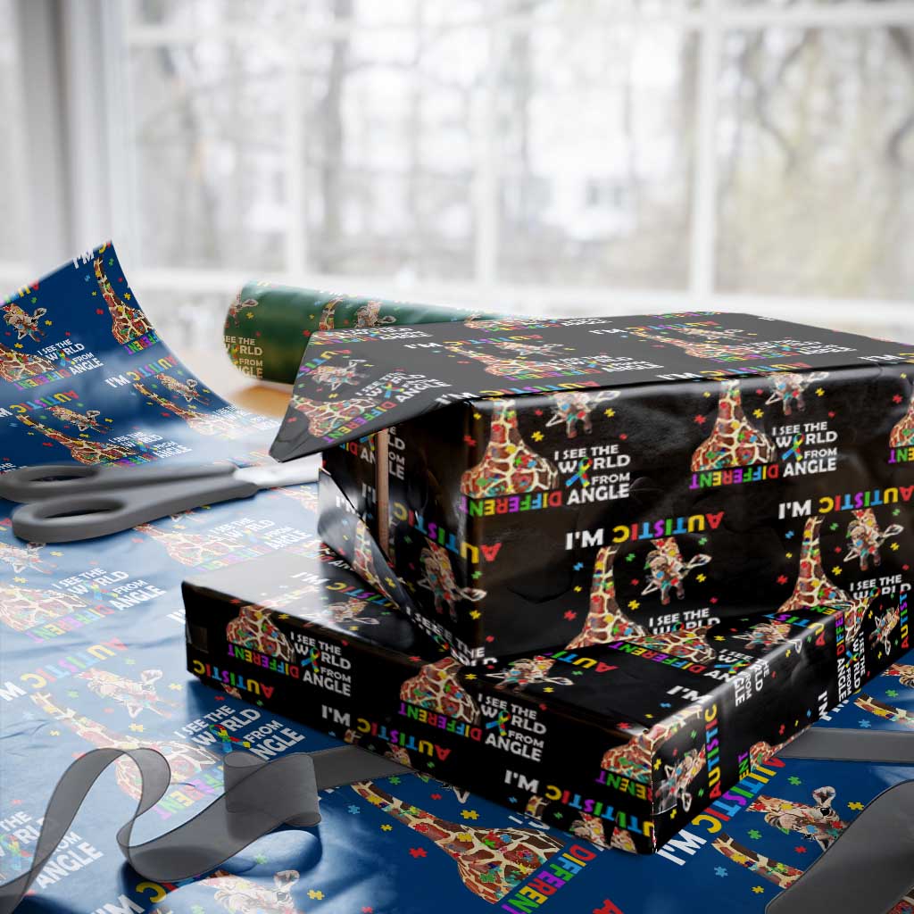 Funny I'm Autistic I See The World Form Different Angle Wrapping Paper Roll Puzzle Giraffe TS11 Black Print Your Wear