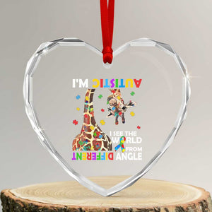 Funny I'm Autistic I See The World Form Different Angle Heart Crystal Glass Ornament Puzzle Giraffe TS11 Transparent Glass 3'' Heart Print Your Wear