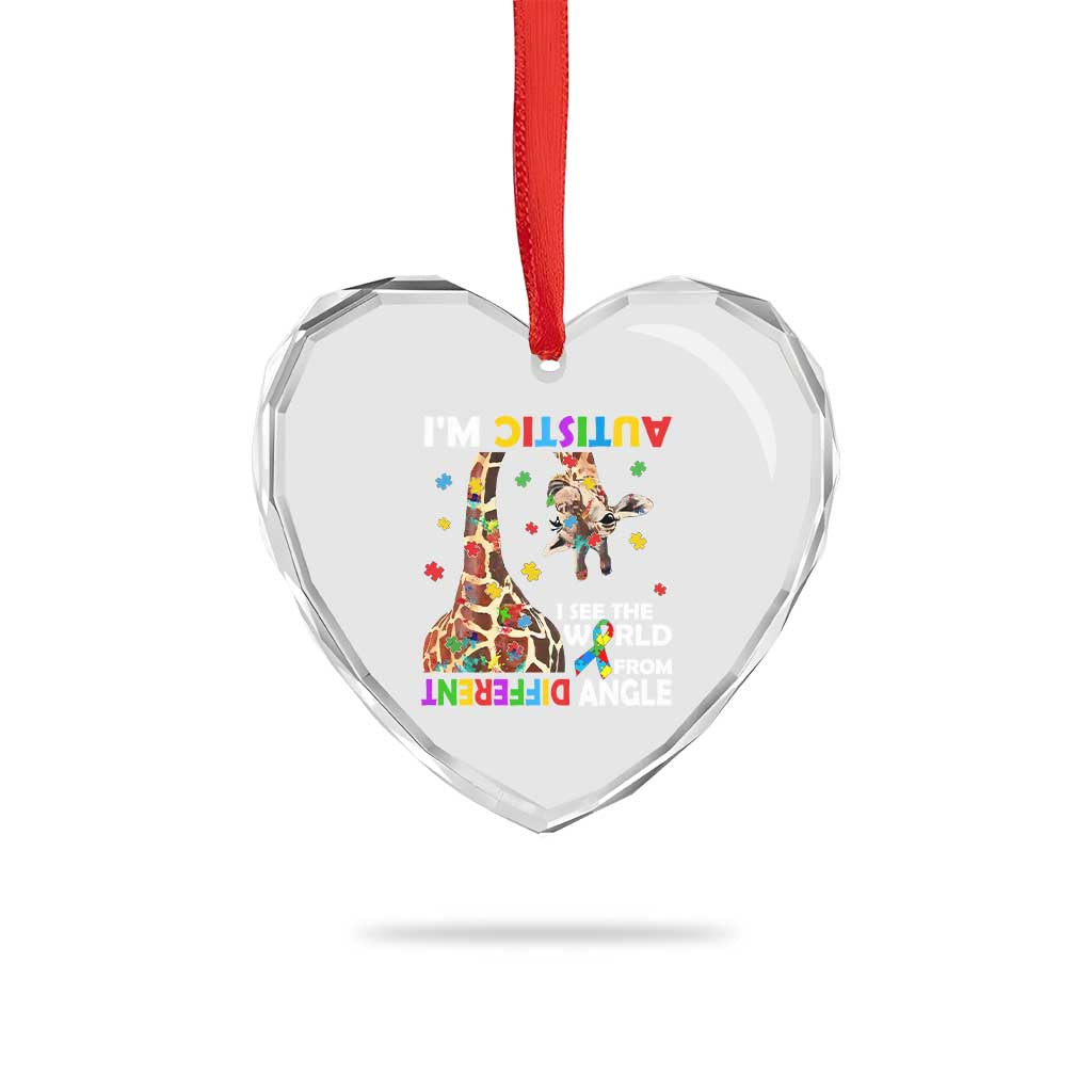 Funny I'm Autistic I See The World Form Different Angle Heart Crystal Glass Ornament Puzzle Giraffe TS11 Print Your Wear