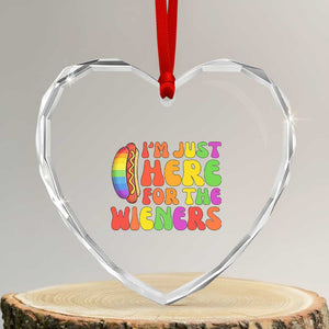 Funny Im Just Here For The Wieners Heart Crystal Glass Ornament LGBTQ Pride Party Gift TS12 Transparent Glass 3'' Heart Print Your Wear