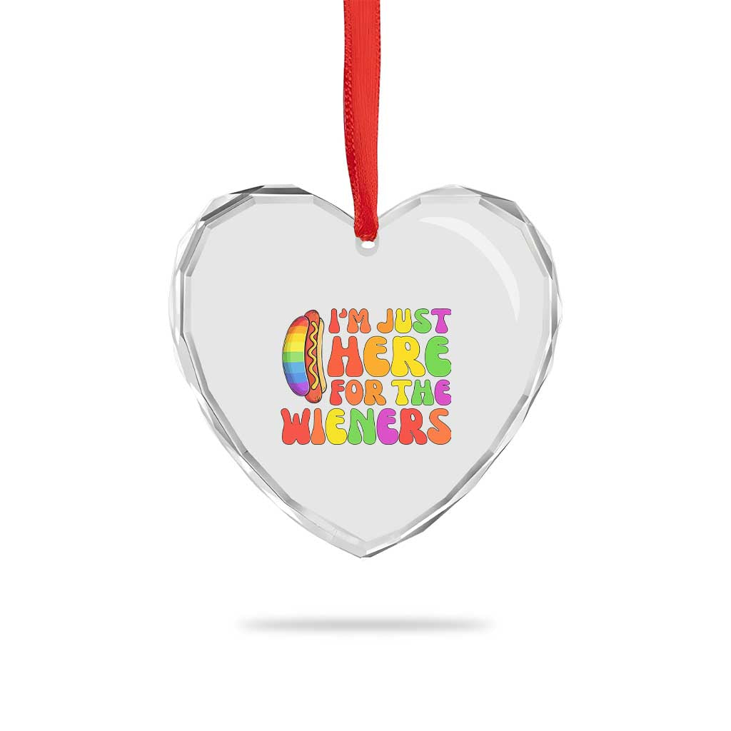 Funny Im Just Here For The Wieners Heart Crystal Glass Ornament LGBTQ Pride Party Gift TS12 Print Your Wear