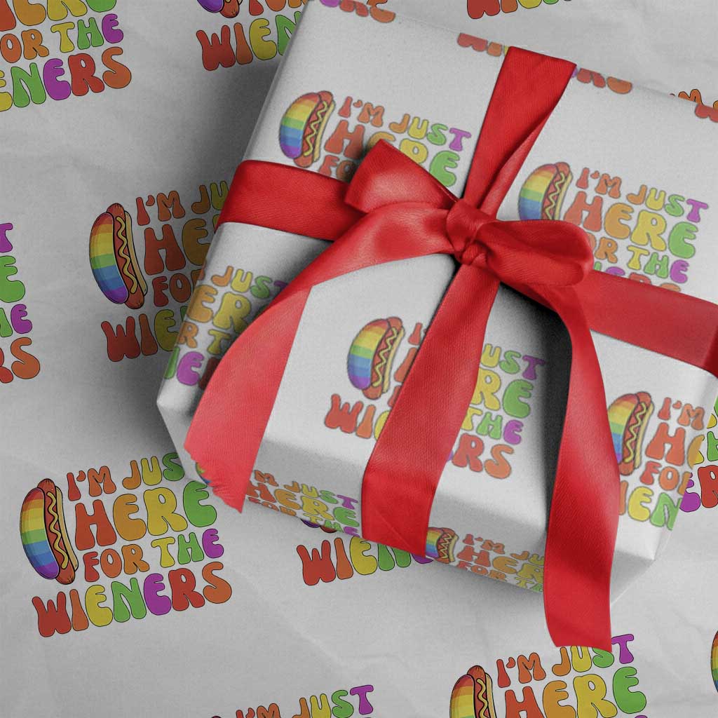 Funny Im Just Here For The Wieners Wrapping Paper Roll LGBTQ Pride Party Gift