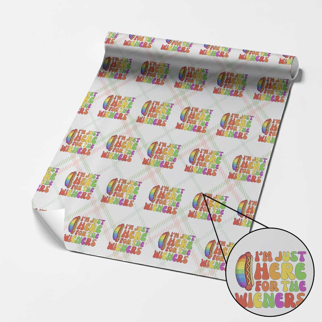 Funny Im Just Here For The Wieners Wrapping Paper Roll LGBTQ Pride Party Gift