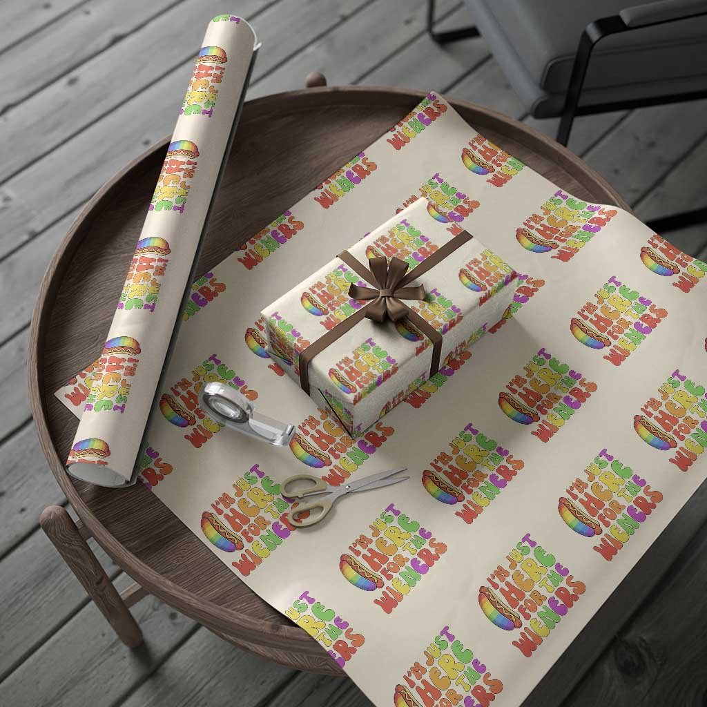 Funny Im Just Here For The Wieners Wrapping Paper Roll LGBTQ Pride Party Gift