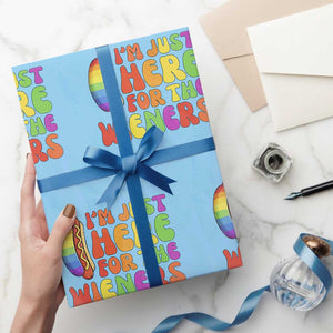 Funny Im Just Here For The Wieners Wrapping Paper Roll LGBTQ Pride Party Gift