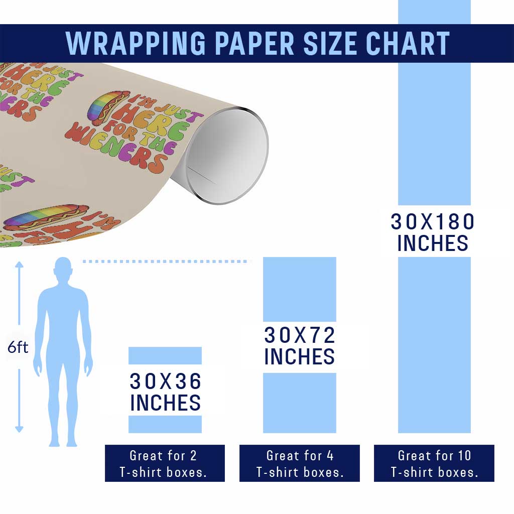 Funny Im Just Here For The Wieners Wrapping Paper Roll LGBTQ Pride Party Gift