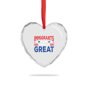 Funny Immigrants Make America Great Heart Crystal Glass Ornament Stars Stripes - Print Your Wear