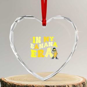 Funny In My Banana Era Graphic Heart Crystal Glass Ornament Retro Fruit Lover TS12 Transparent Glass 3'' Heart Print Your Wear