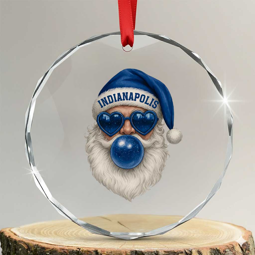Funny Blue Bubble Santa Indianapolis Crystal Glass Ornament Retro Nostalgic Christmas Holiday Gift TS02 Transparent Glass 3'' Circle Print Your Wear