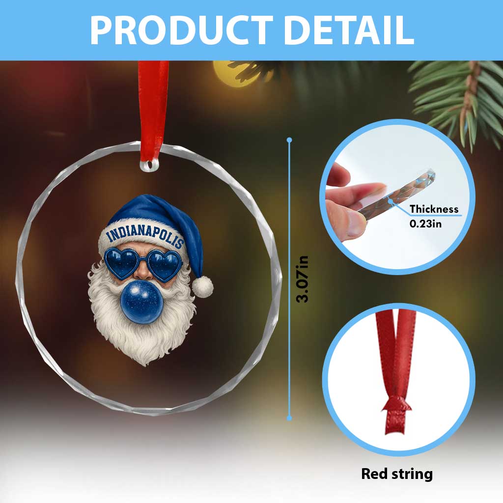 Funny Blue Bubble Santa Indianapolis Crystal Glass Ornament Retro Nostalgic Christmas Holiday Gift TS02 Print Your Wear