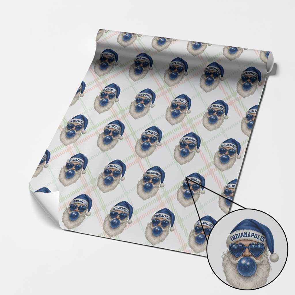Funny Blue Bubble Santa Indianapolis Wrapping Paper Roll Retro Nostalgic Christmas Holiday Gift TS02 Christmas Plaid Print Your Wear