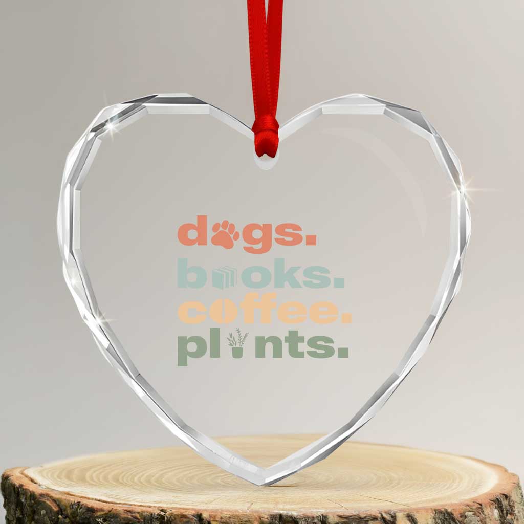 Funny Introvert Life Lover Heart Crystal Glass Ornament Dogs Books Coffee And Plants TS12 Transparent Glass 3'' Heart Print Your Wear