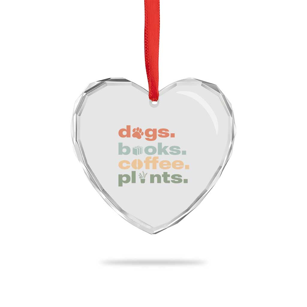 Funny Introvert Life Lover Heart Crystal Glass Ornament Dogs Books Coffee And Plants TS12 Print Your Wear