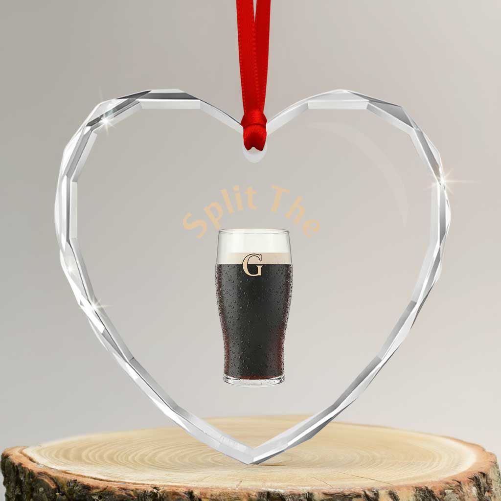 Funny Irish Beer Split The G Heart Crystal Glass Ornament St Patricks Day Stout Beer Drinking Day TS11 Transparent Glass 3'' Heart Print Your Wear