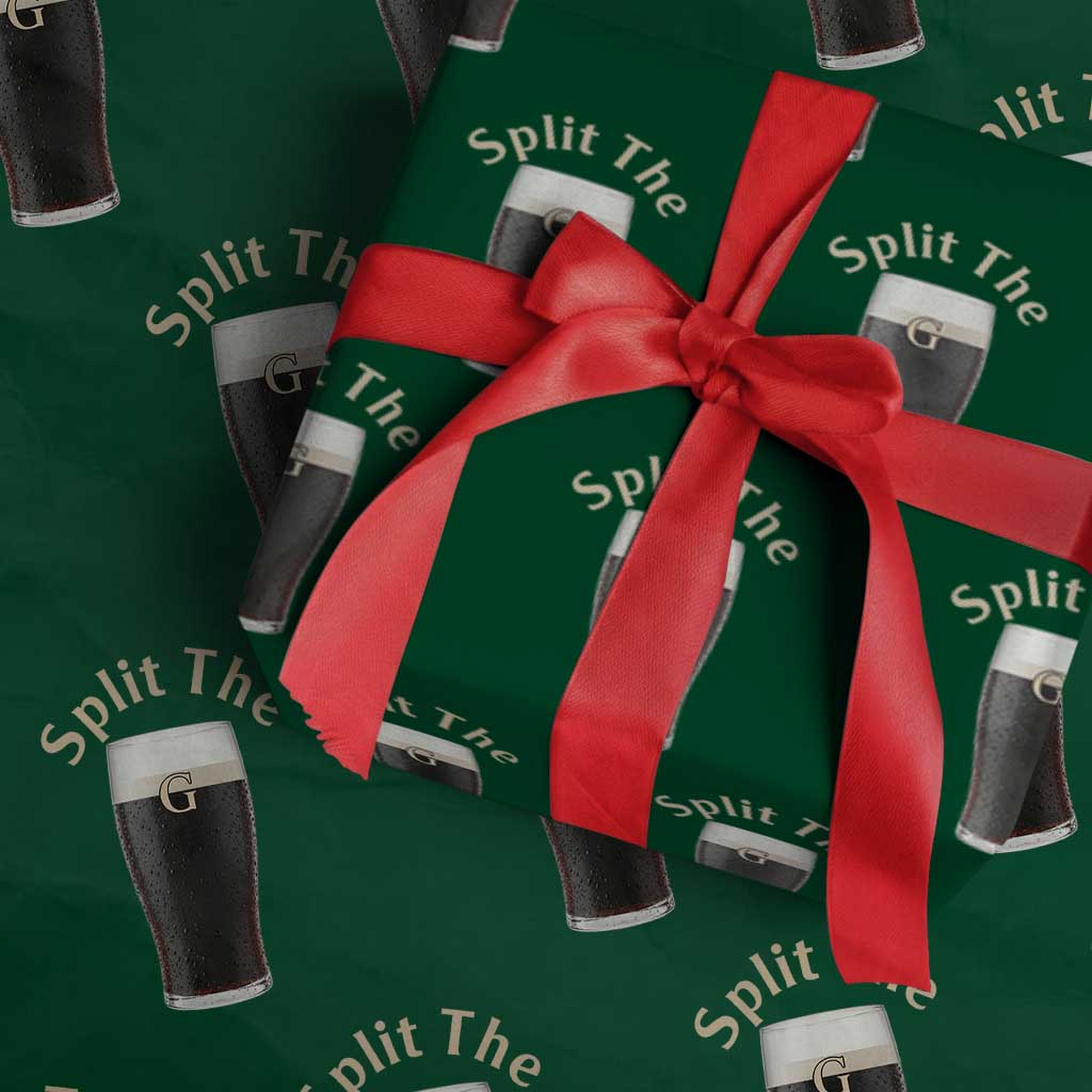 Funny Irish Beer Split The G Wrapping Paper Roll St Patricks Day Stout Beer Drinking Day TS11 Green Print Your Wear