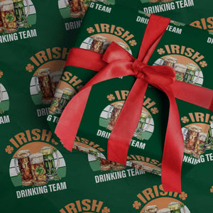 Funny Irish Drinking Team Wrapping Paper Roll St Patricks Day Vintage Beer Ireland Flag Clover TS11 Green Print Your Wear
