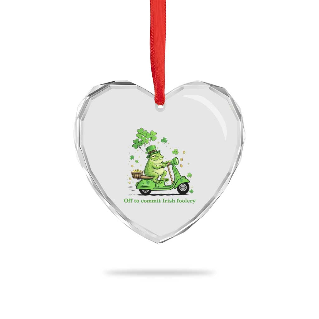 Funny Irish Frog Off To Commit Foolery Heart Crystal Glass Ornament St Patricks Day Gift TS12 Print Your Wear