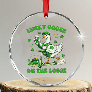 Funny Irish Goose Lover Crystal Glass Ornament Lucky Goose On The Loose TS12 Transparent Glass 3'' Circle Print Your Wear